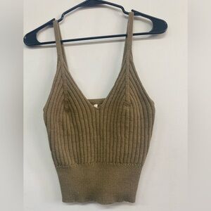 Sleeveless Spaghetti Strap V Neck Shimmery knit Top.